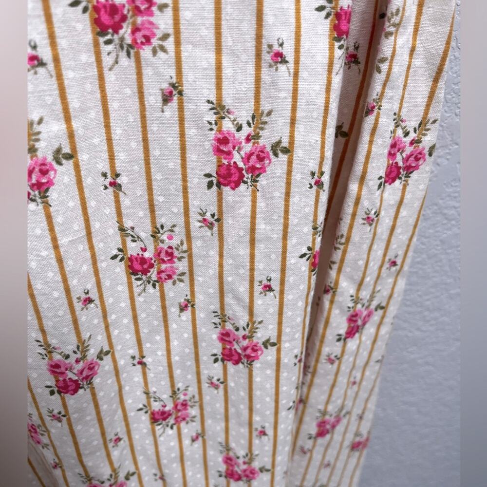 Vintage Cream Microfloral Cottagecore Rose Dress Handmade Size S - Picture 5 of 6